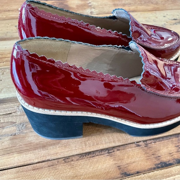Eileen Fisher Harria Platform Maroon Patent Loafers - Picture 9 of 13